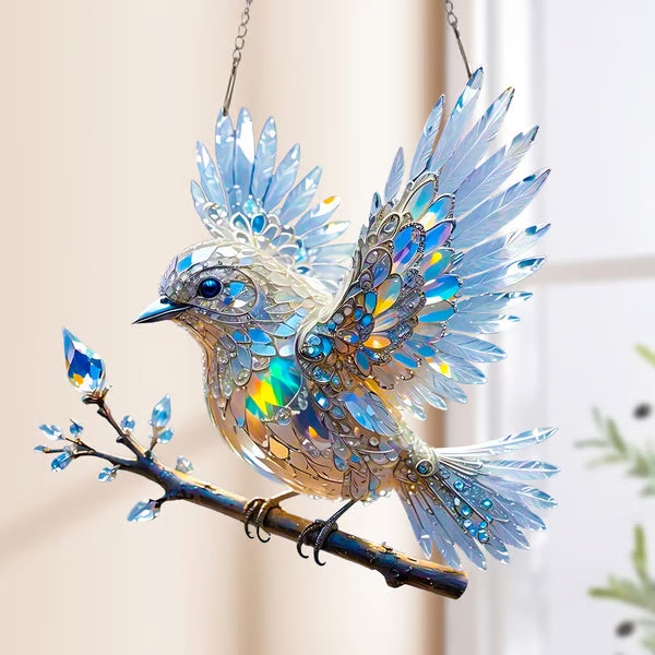 🐦✨Acrylic Sky Bluebird 2D Stained Art Ornament (8 inches)
